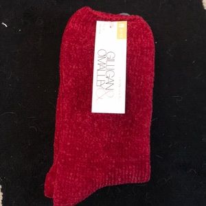 red fuzzy socks